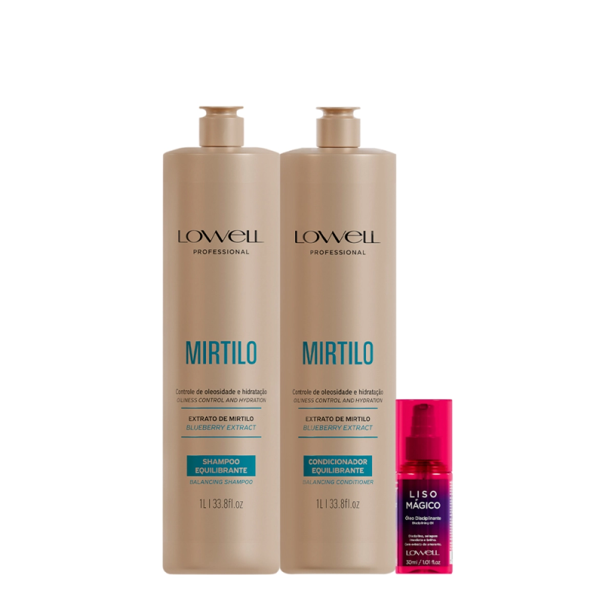 Kit Lowell Extrato De Mirtilo Trio Salon Óleo Magico (3 Produtos)