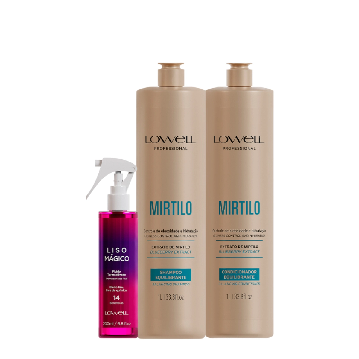 Kit Lowell Extrato De Mirtilo Trio Salon Termoativado (3 Produtos)