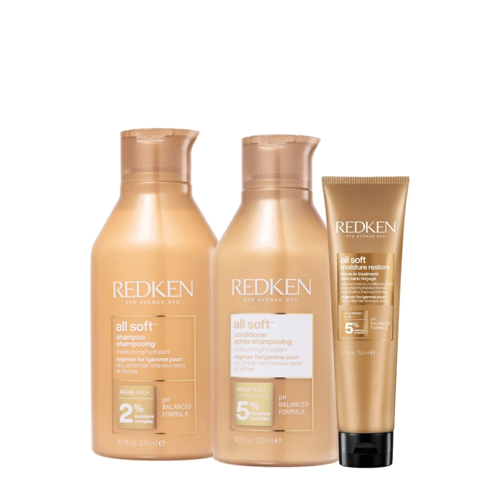 Kit Redken All Soft Shampoo Condicionador E Leave-in (3 Produtos)