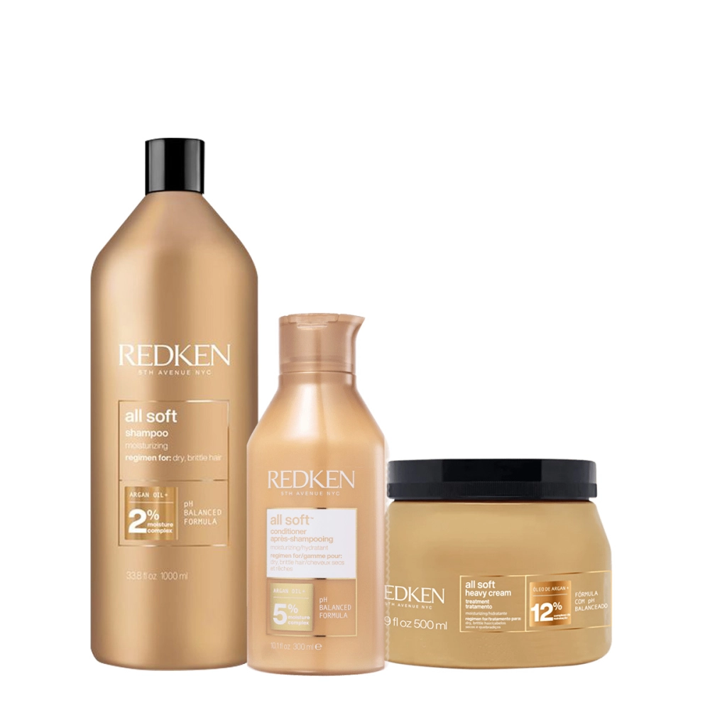 Kit Redken All Soft Shampoo Litro Condicionador E Máscara G (3 Produtos)