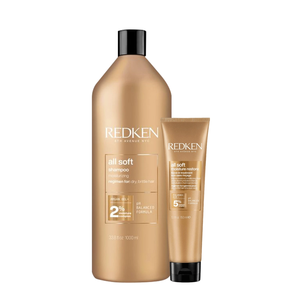 Kit Redken All Soft Shampoo Litro E Leave-in (2 Produtos)