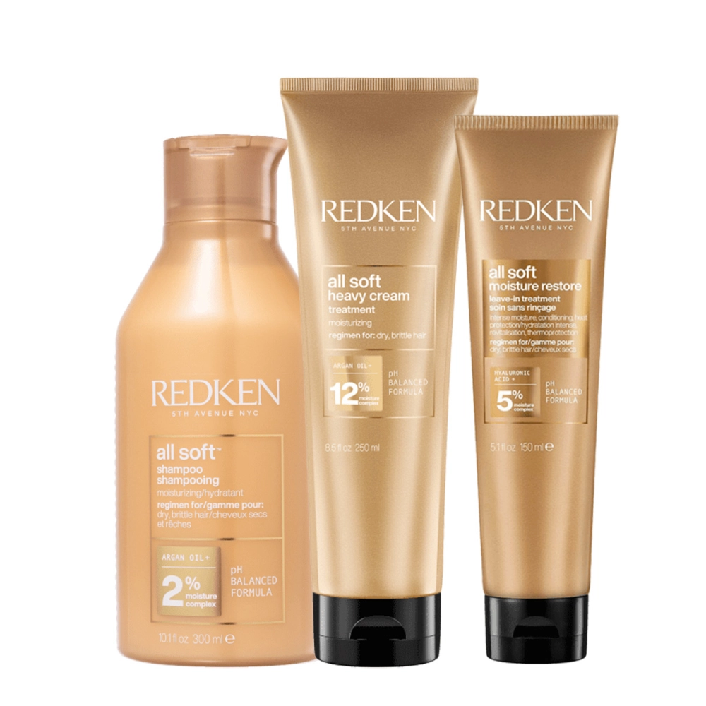 Kit Redken All Soft Shampoo Máscara E Leave-in (3 Produtos)