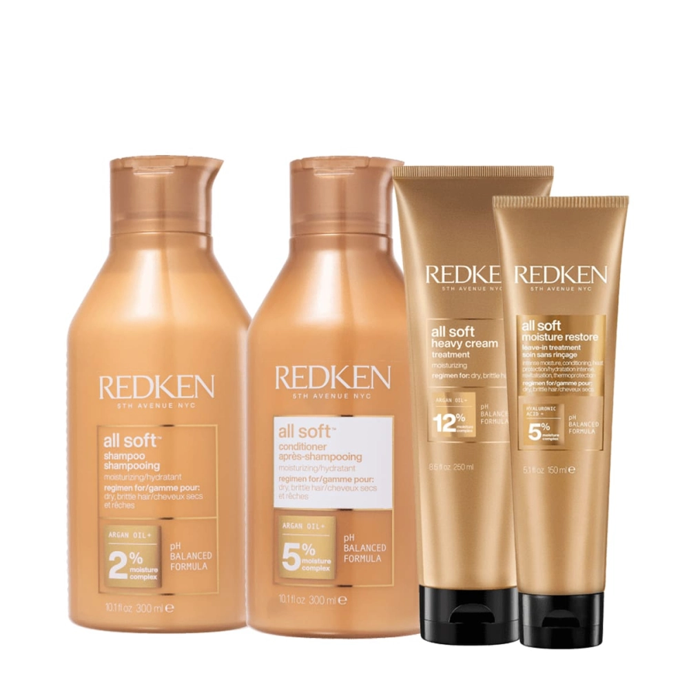 Kit Redken All Soft Shampoo P Condicionador Máscara E Leave-in (4 Produtos)