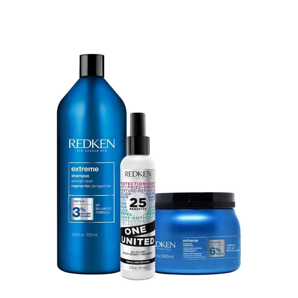 Kit Redken Extreme Shampoo Máscara Leave-in (3 Produtos)