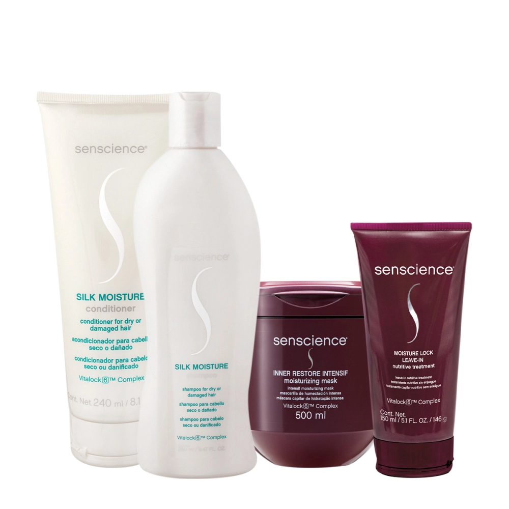 Kit Senscience Silk Moisture Lock Intensif Home Care Leave-in (4 Produtos)