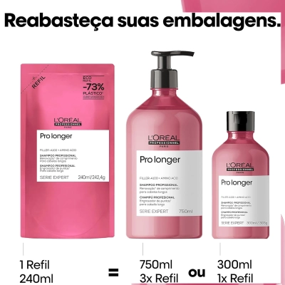 Kit Shampoo 240ml e Condicionador 200ml L'Oréal Professionnel Pro Longer Refil Produto Kit Shampoo 240ml e Condicionador 200ml L'Oréal Professionnel Pro Longer Refil