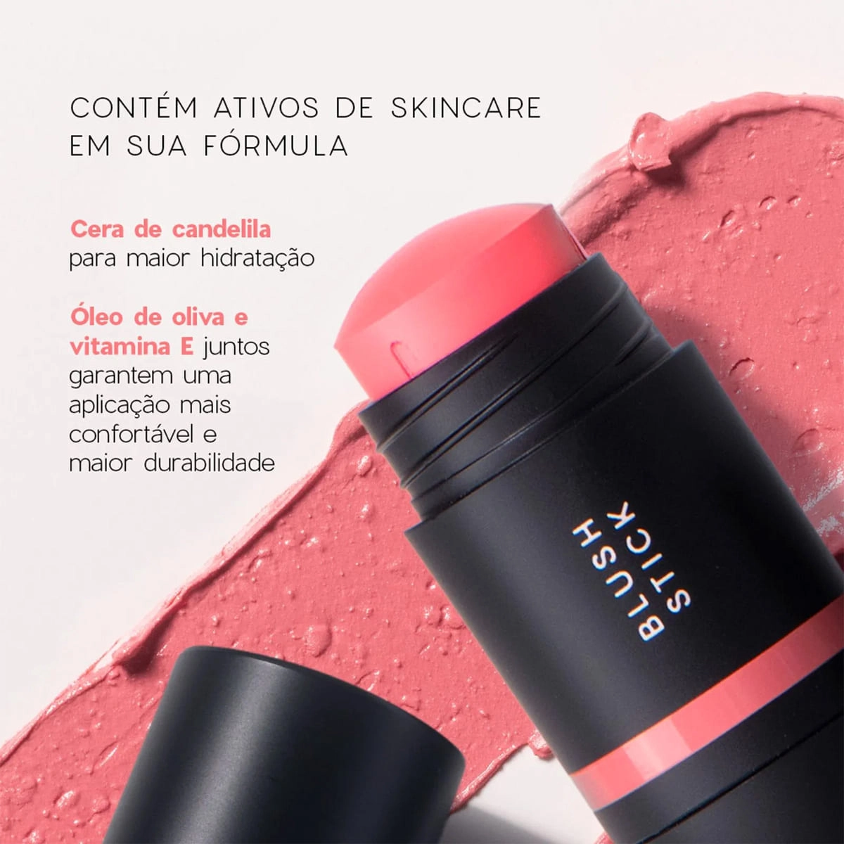 Produto: Kit Océane Edition Mini Blush Cloudy Pink Stick Contorno Marrom Claro e Esponja de Maquiagem (3 produtos)
