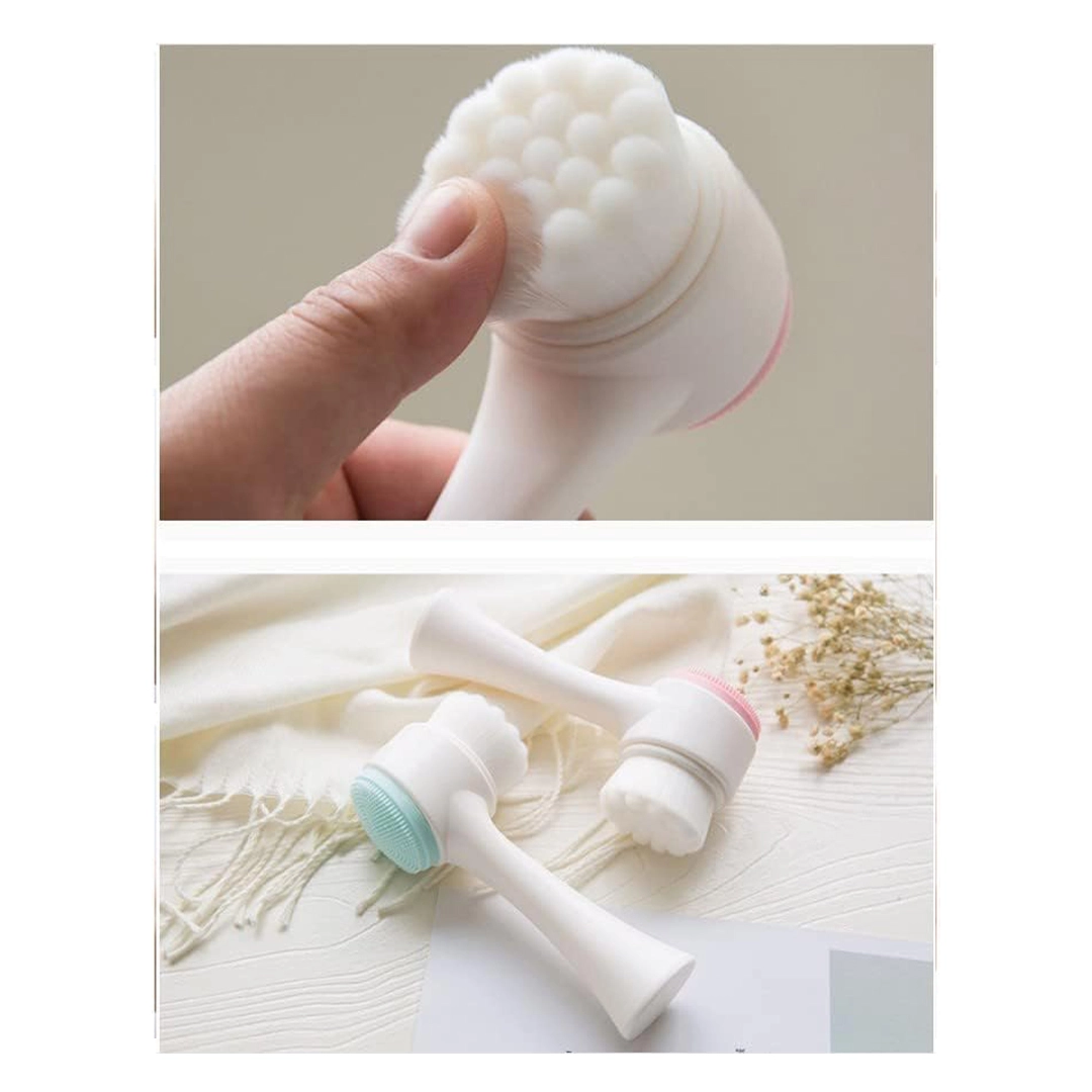 Produto Escova de Limpeza e Massagem Facial 2 em 1 Evas Branco e Rosa