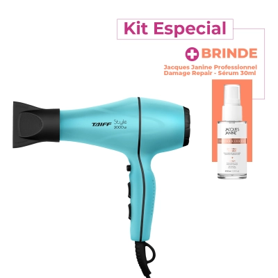 Kit Taiff Style 2000W 220V Azul Tiffany Secador Jacques Janine Damage Repair Sérum (2 produtos) Produto: Kit Taiff Style 2000W 220V Azul Tiffany Secador Jacques Janine Damage Repair Sérum (2 produtos)