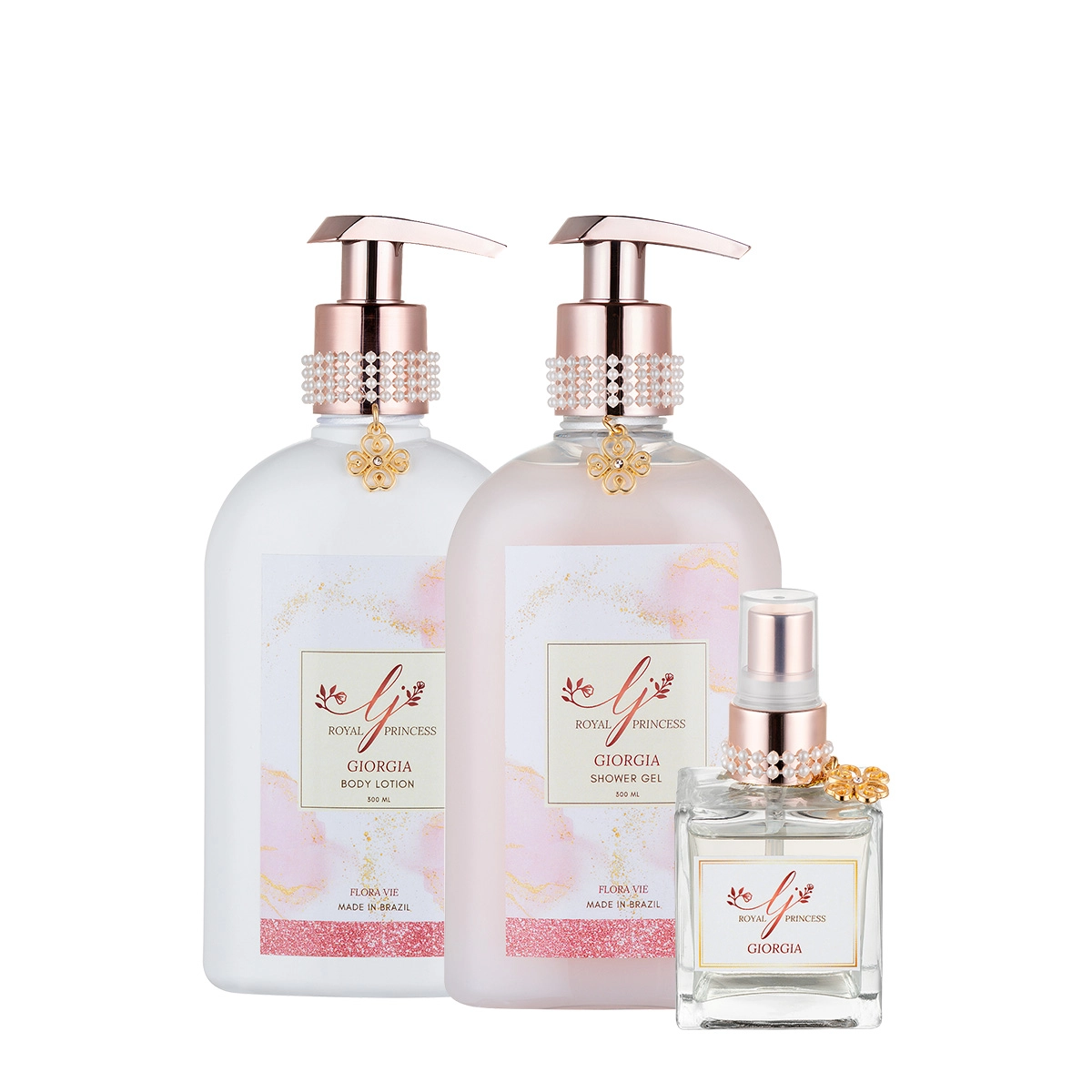 Produto: Kit Flora Vie Royal Princess Giorgia Loção Hidratante Sabonete Líquido e Perfume (3 produtos)
