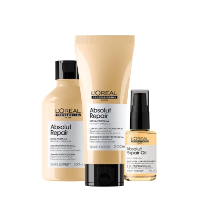 Produto: Kit L'Oréal Professionnel Absolut Repair Shampoo 300ml Condicionador 200ml Óleo Reparador 30ml