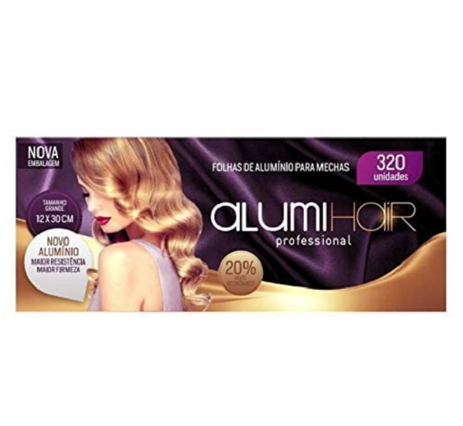 Produto: Kit 5 Caixas Folhas de Alumínio Para Mechas Alumi Hair 1600 Unidades 12x30cm