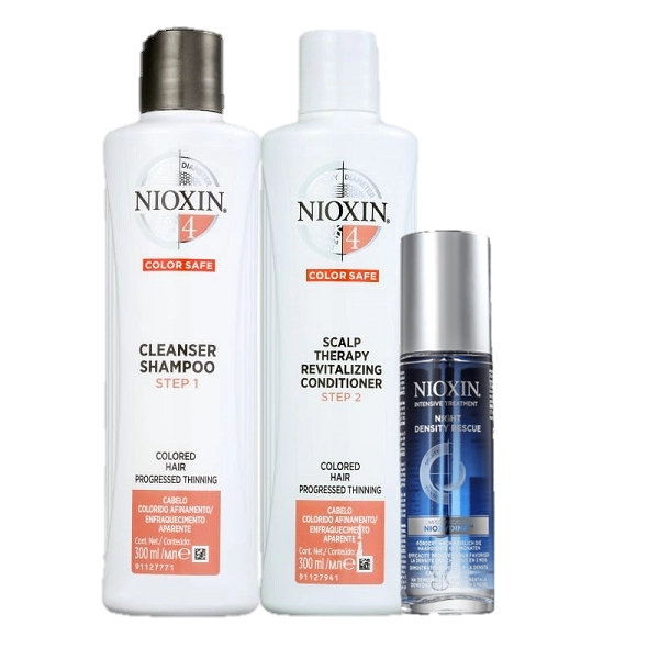 Produto: Nioxin Sistema 4 Cleanser Duo 300ml e Serum Noturno 70ml 3 Produtos