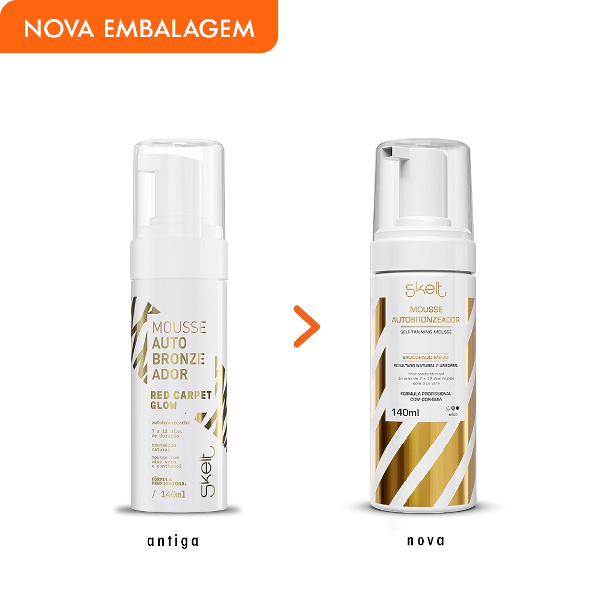 Produto: Kit Mousse Autobronzeador Bronze Médio Skelt 2 Unidades de 140ml