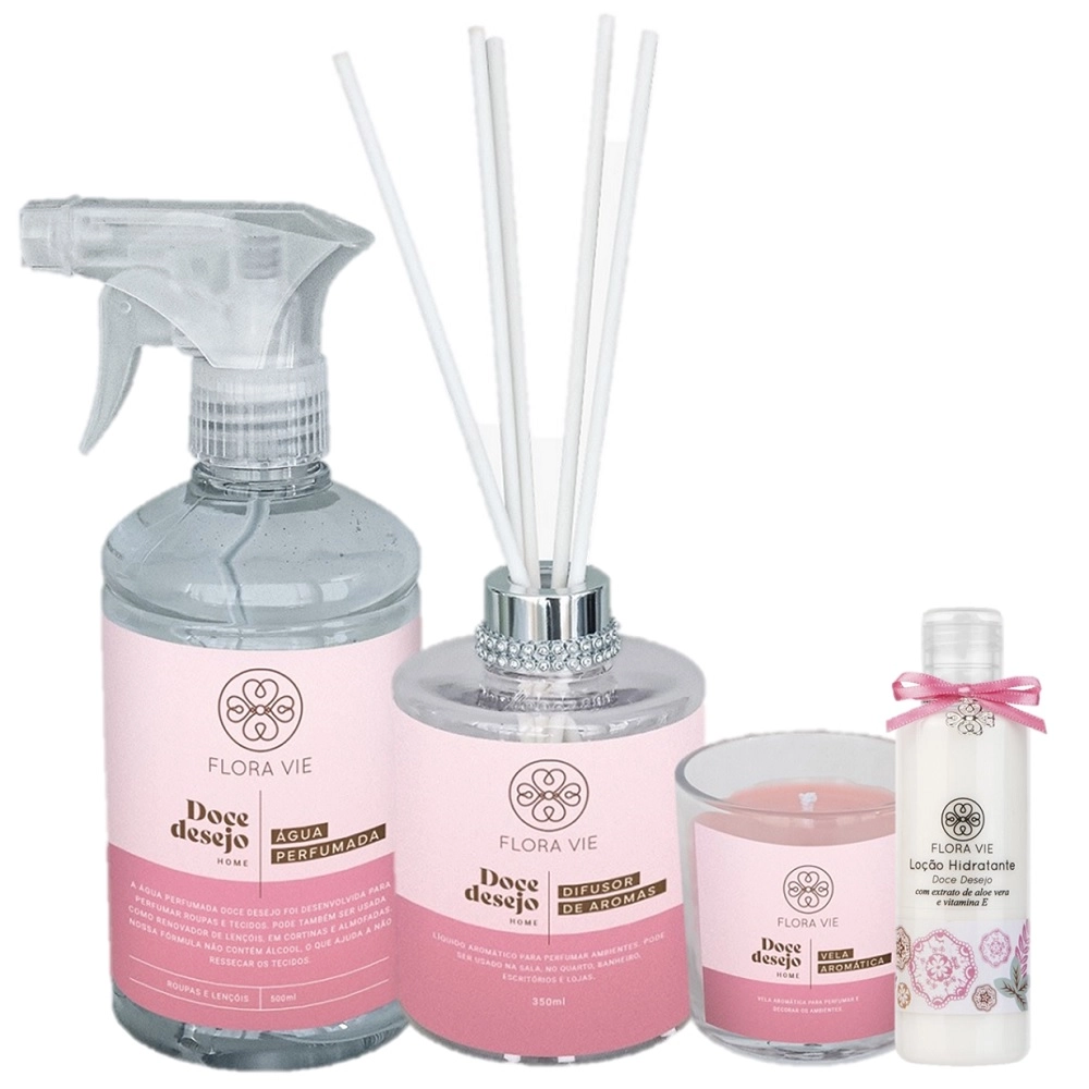 Produto: Kit Flora Vie Doce Desejo Aromatizante Sensacional e Pele Ressecada (4 Produtos)