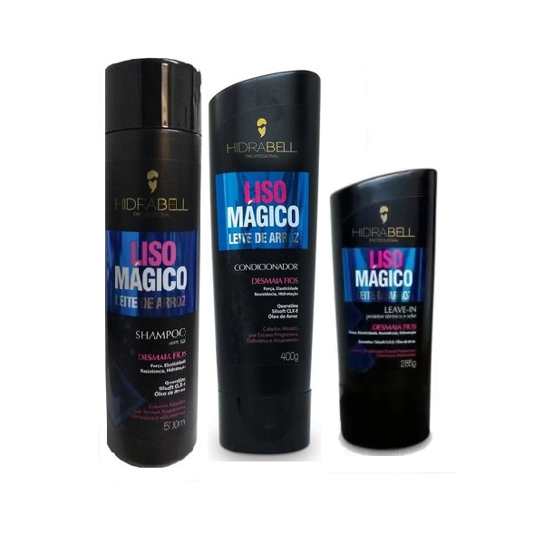 Hidrabell Liso Magico Shampoo 500ml Condicionador 400g e Leave in 285g Produto: Hidrabell Liso Magico Shampoo 500ml Condicionador 400g e Leave in 285g