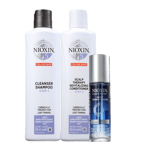 Produto: Nioxin Sistema 5 Cleanser Duo 300ml e Serum Noturno 70ml 3 Produtos