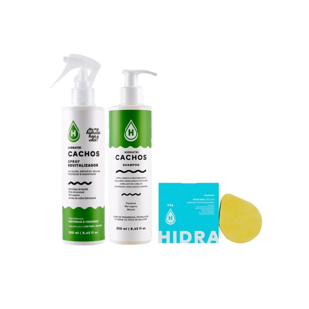 Produto: Kit Hidratei Cachos Máscara Sólida Spray (3 produtos)
