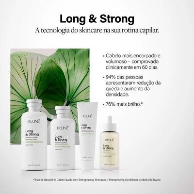 Kit Keune Long & Strong Shampoo Condicionador Leave-in Resistência e Crescimento 3 Produtos Produto Kit Keune Long & Strong Shampoo Condicionador Leave-in Resistência e Crescimento 3 Produtos