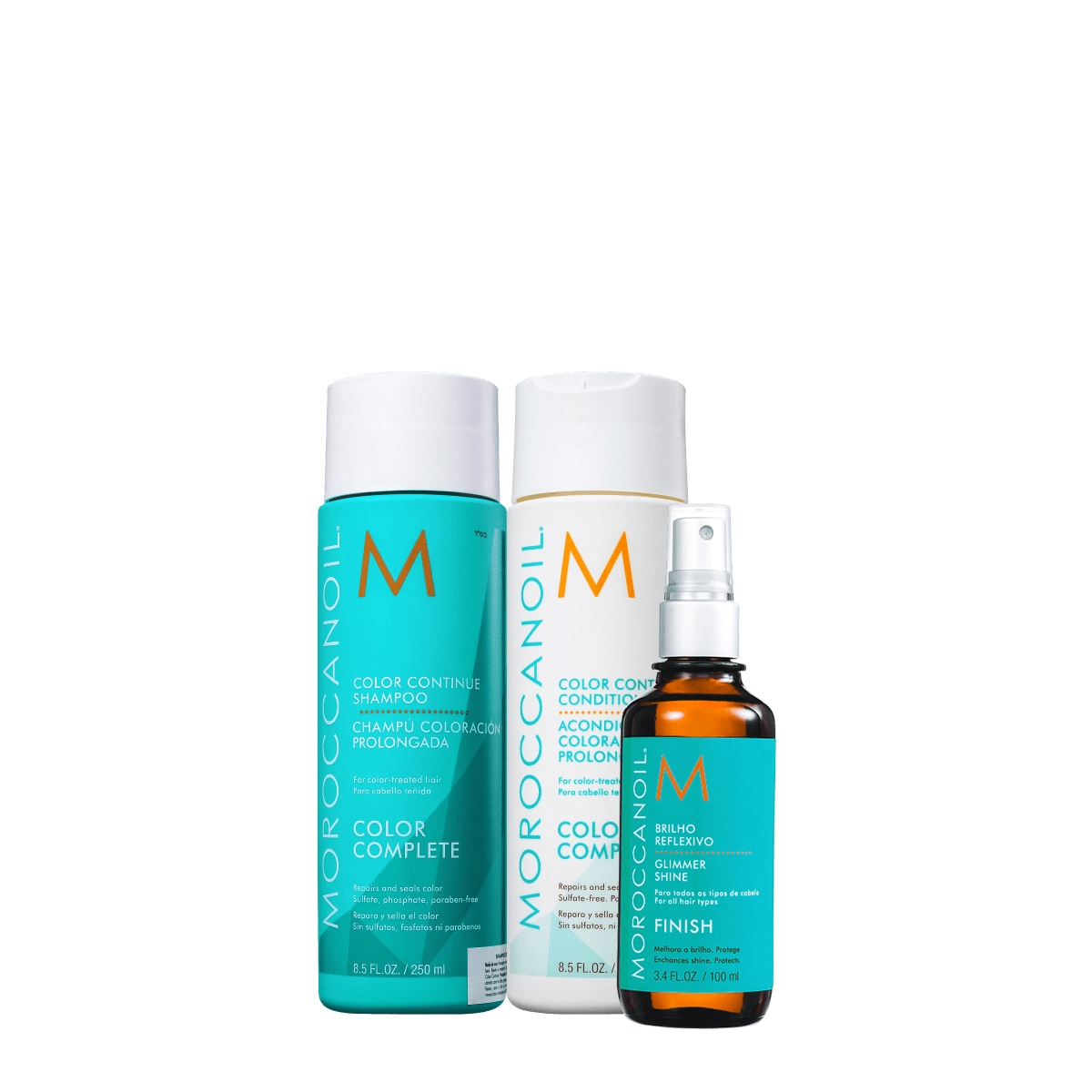 Kit Moroccanoil Color Complete Color Continue Shampoo Condicionador e Spray de Brilho (3 produtos) Produto: Kit Moroccanoil Color Complete Color Continue Shampoo Condicionador e Spray de Brilho (3 produtos)