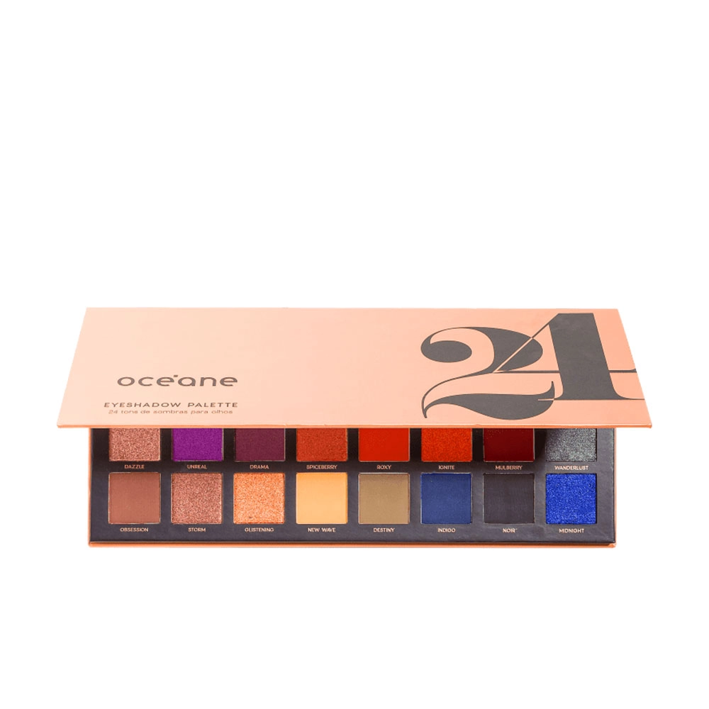 Produto: Kit Océane Eyeshadow Palette 24 Contorno Delineador Faixa e Pincel (4 produtos)