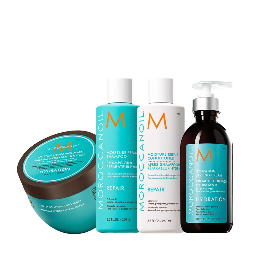 Kit Moroccanoil Reparador Antifrizz Creme e Máscara 250ml (4 produtos) Produto: Kit Moroccanoil Reparador Antifrizz Creme e Máscara 250ml (4 produtos)