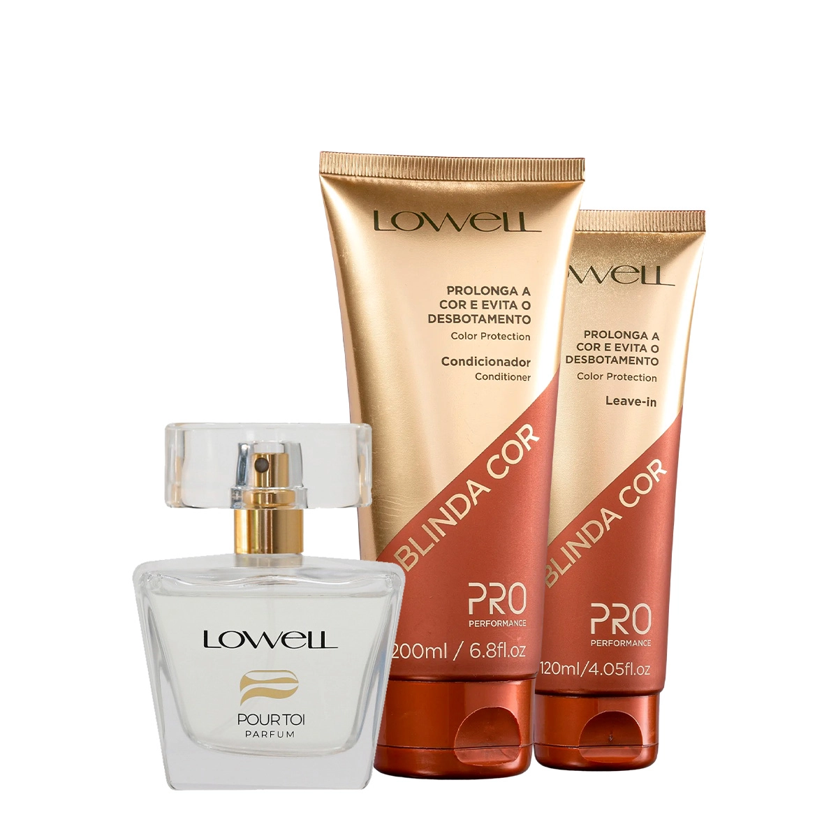 Kit Lowell Blinda Cor Pro Performance Condicionador Leave-in e Pour Toi Parfum Cabelo e Corpo (3 produtos) Produto: Kit Lowell Blinda Cor Pro Performance Condicionador Leave-in e Pour Toi Parfum Cabelo e Corpo (3 produtos)