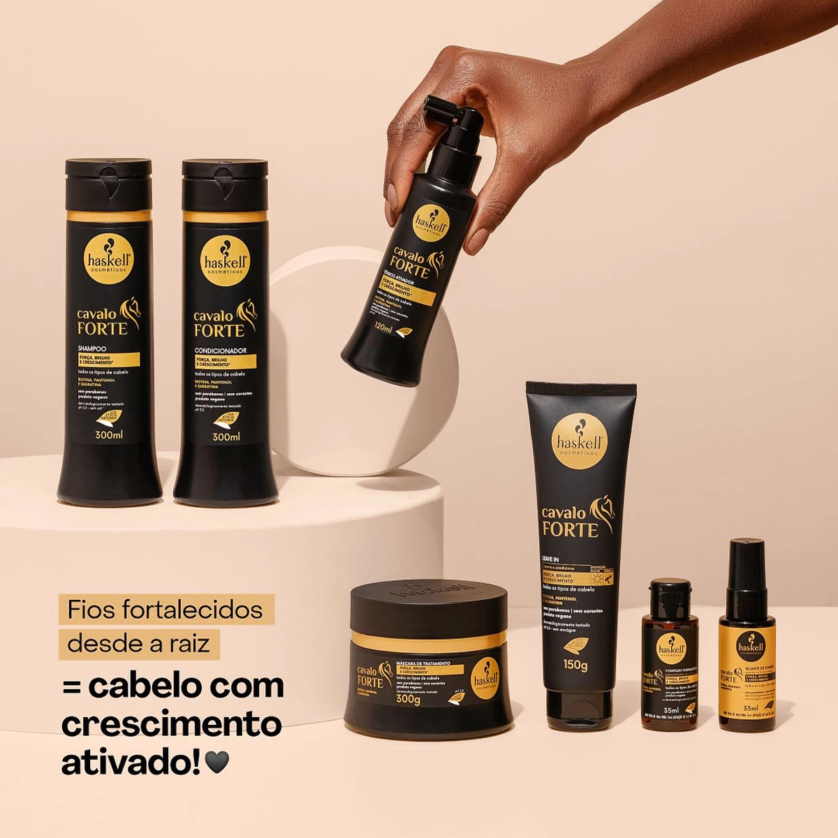 Produto: Kit Haskell Cavalo Forte Shampoo Condicionador Máscara Leave-in e Tônico (5 produtos)
