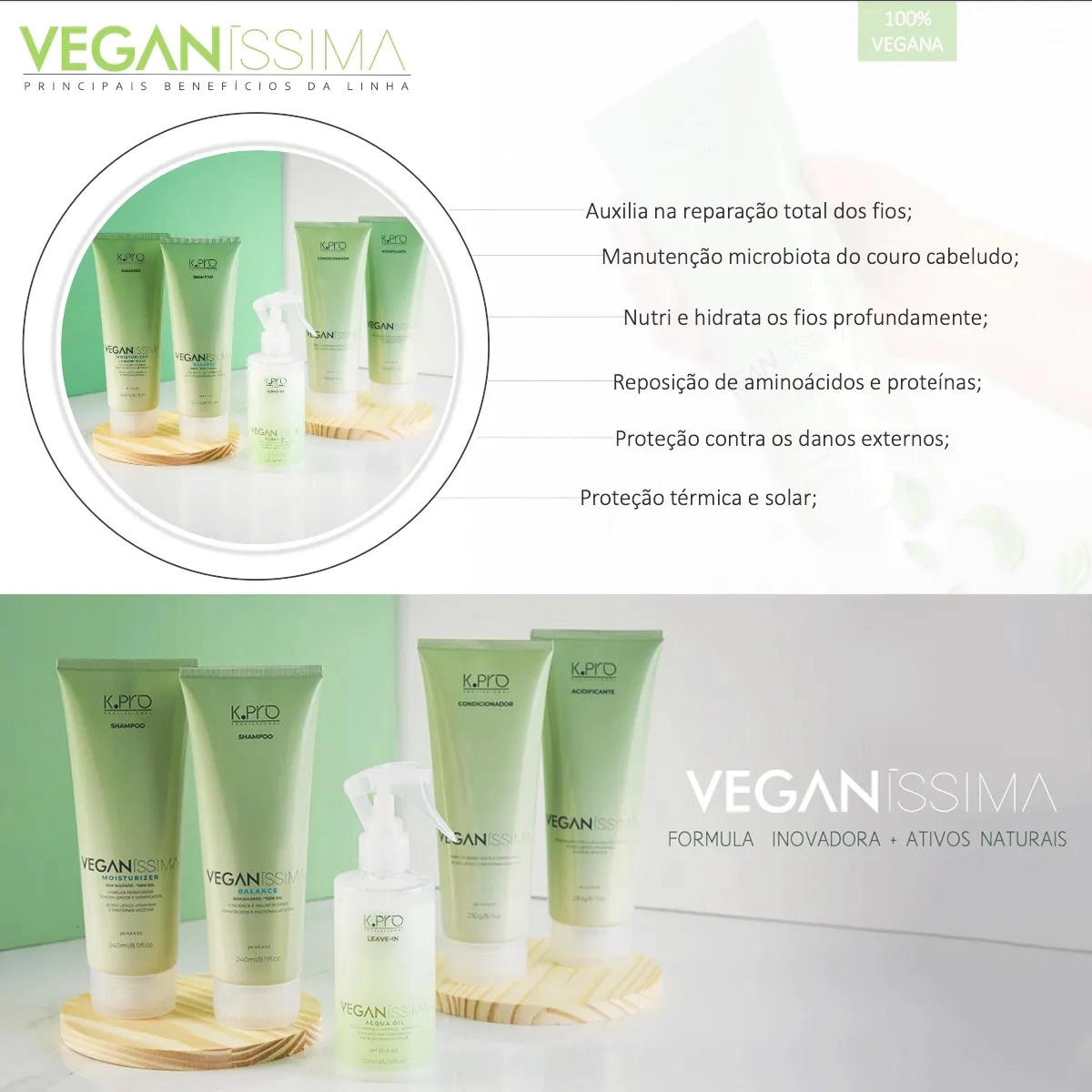 Produto: Kit K.Pro Veganíssima Balance Shampoo Acidificante e Regenér Shot Repair Ampola (3 produtos)