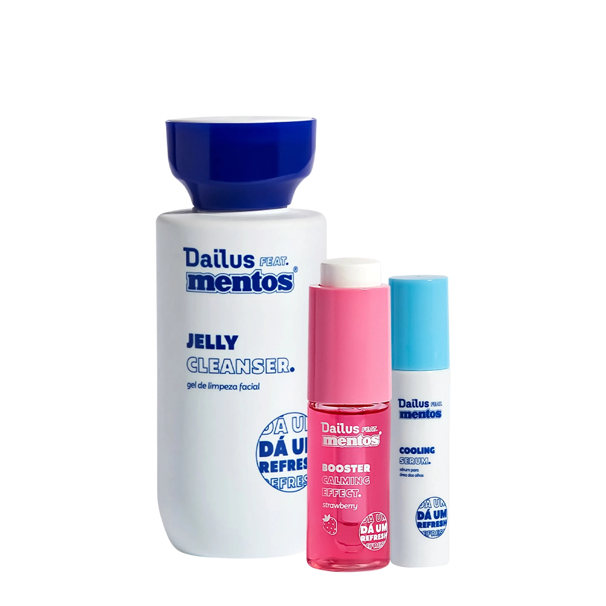 Produto: Kit Dailus Feat Mentos Jelly Cleanser Gel de Limpeza Booster Calming Effect Strawberry Hidratante Facial e  Mentos Cooli