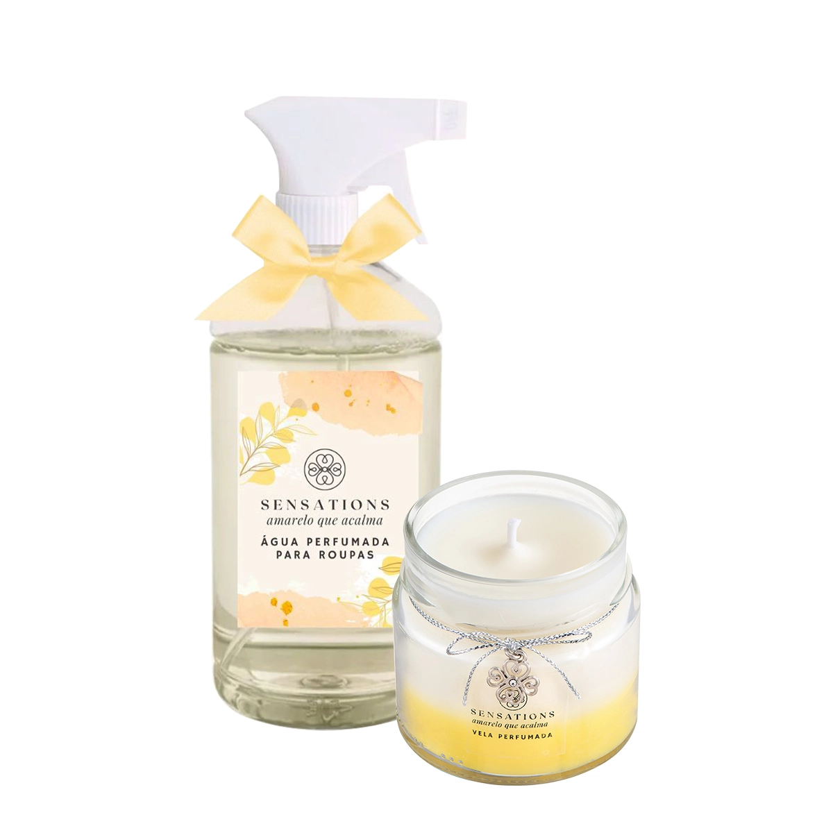 Produto: Kit Flora Vie Amarelo que Acalma Água Perfumada e Vela Perfumada (2 produtos)