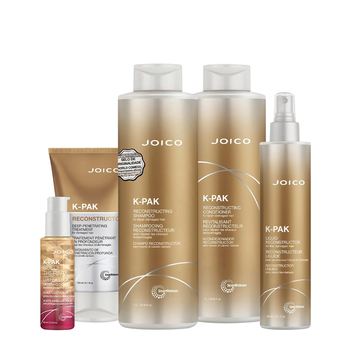 Produto: Kit Joico K-PAK Reconstrutor Deep Luster Salon Máscara Oil 63 Spray (5 produtos)