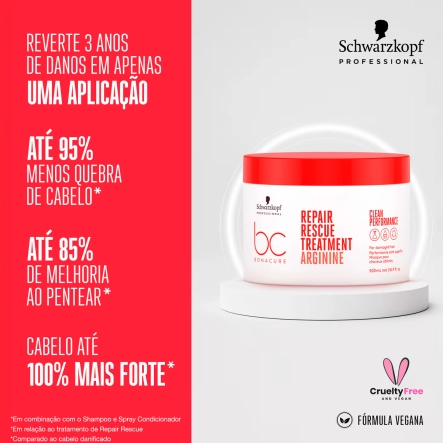 Schwarzkopf Professional BC Bonacure Repair Rescue+ - Máscara 500ml Produto Schwarzkopf Professional BC Bonacure Repair Rescue+ - Máscara 500ml