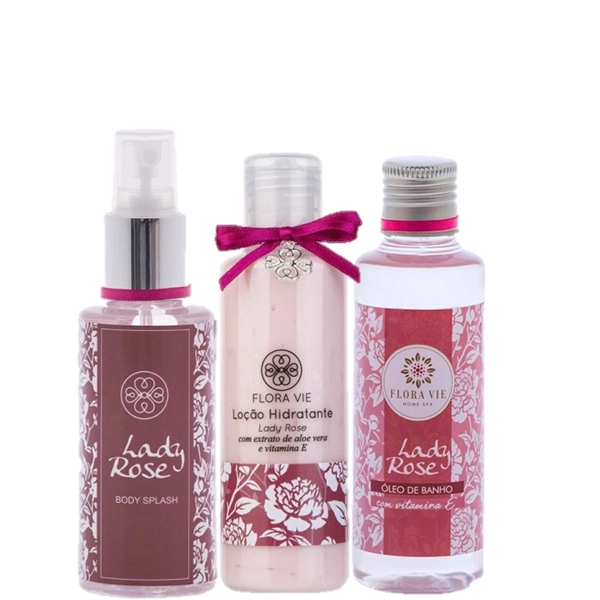 Body Splash Locao Hidratante Corporal e Oleo de Banho Kit Lady Rose Flora Vie Produto: Body Splash Locao Hidratante Corporal e Oleo de Banho Kit Lady Rose Flora Vie