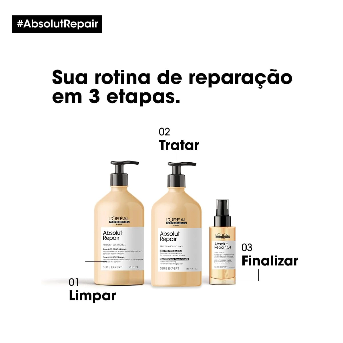 Produto: Kit L'Oréal Professionnel Absolut Repair Gold Quinoa Protein 750ml
