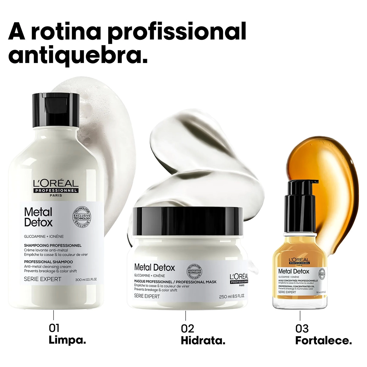 Produto: Kit L'Oréal Professionnel Metal Detox Pré Shampoo Máscara Spray Óleo (5 produtos)