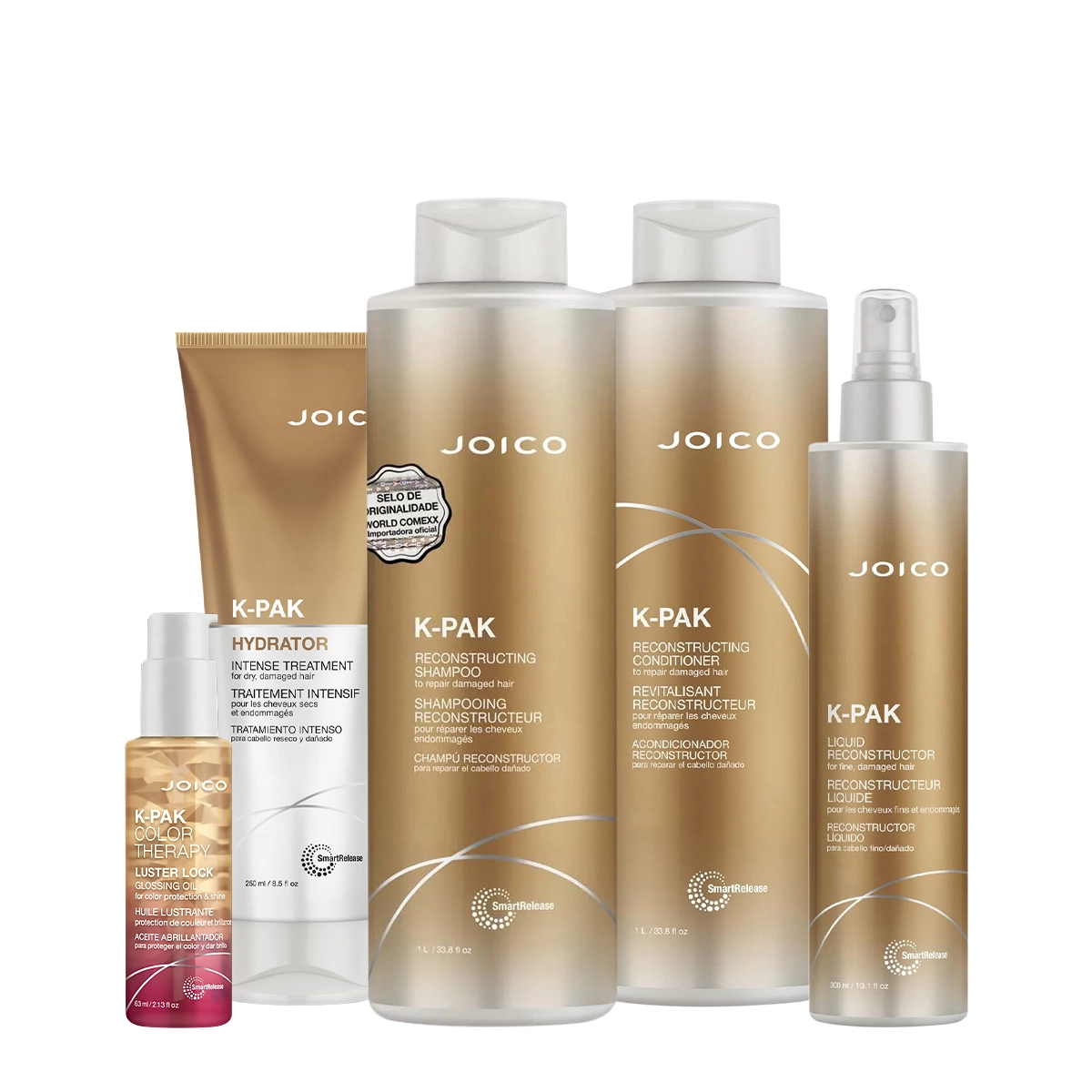 Produto: Kit Joico K-PAK Reconstrutor Hydrator Luster Salon Máscara Oil Spray (5 produtos)