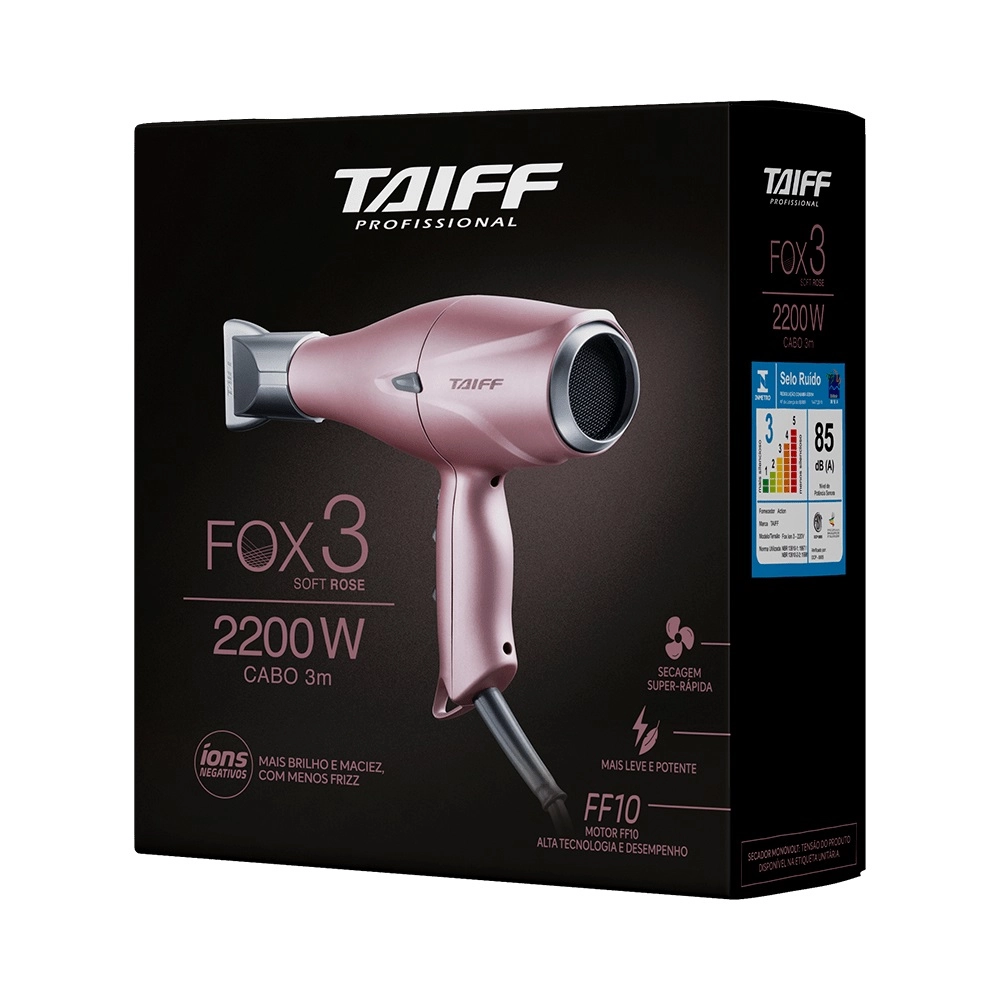 Produto Secador de Cabelo Fox Íon 3 Soft Rosé 2200W 127V Taiff