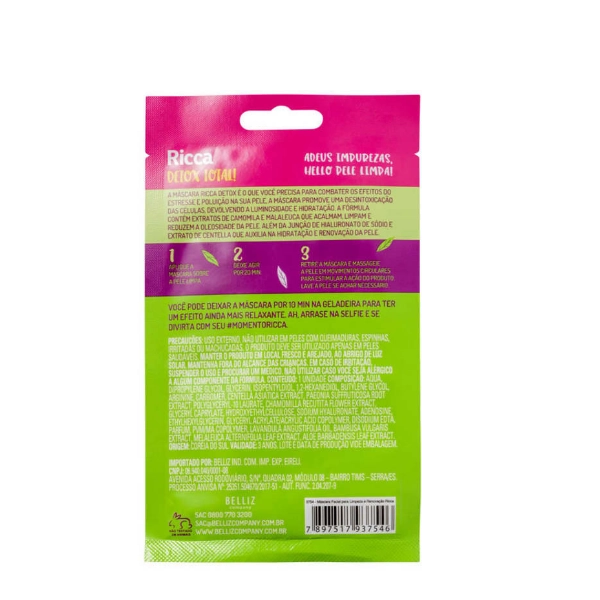 Produto: Ricca Detox Total - Máscara de Limpeza Facial (1 unidade)