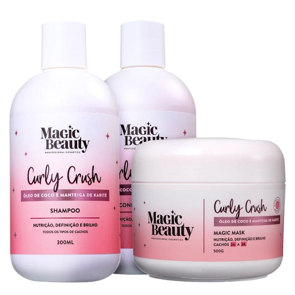 Produto: Magic Beauty Curly Crush Shampoo+Condicionador 300ml+Mascara 2A a 3A 500g