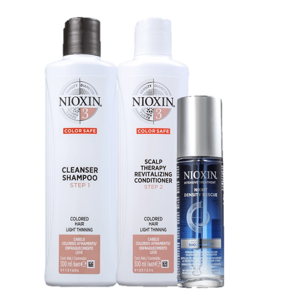 Produto: Nioxin Sistema 3 Cleanser Duo 300ml e Serum Noturno 70ml 3 Produtos
