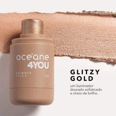 Produto: Iluminador em Bastão Shimmer Stick Glitzy Gold Océane 4You 7,5g