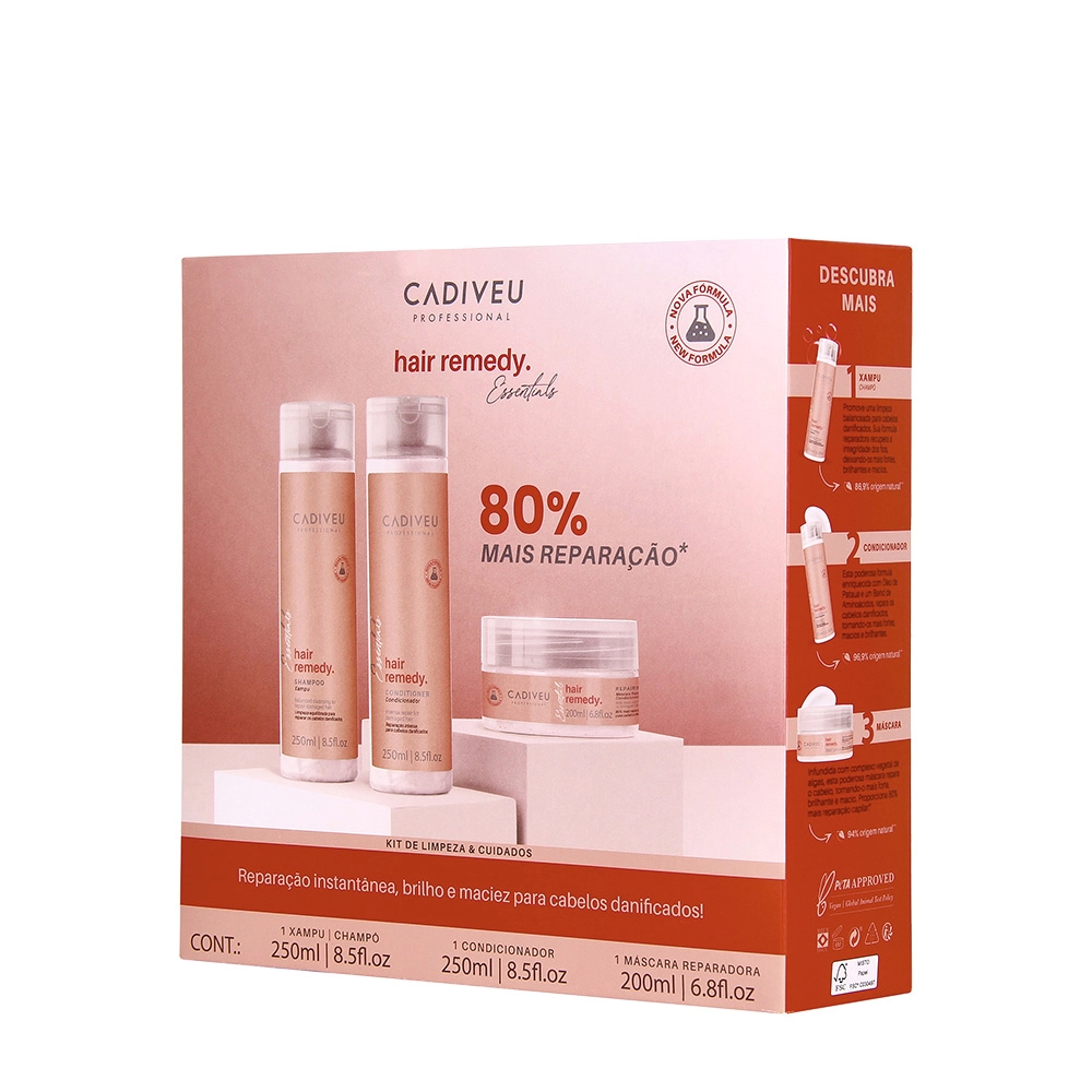 Produto: Cadiveu Hair Remedy Kit Reparação e Proteção Home Care (3 produtos)