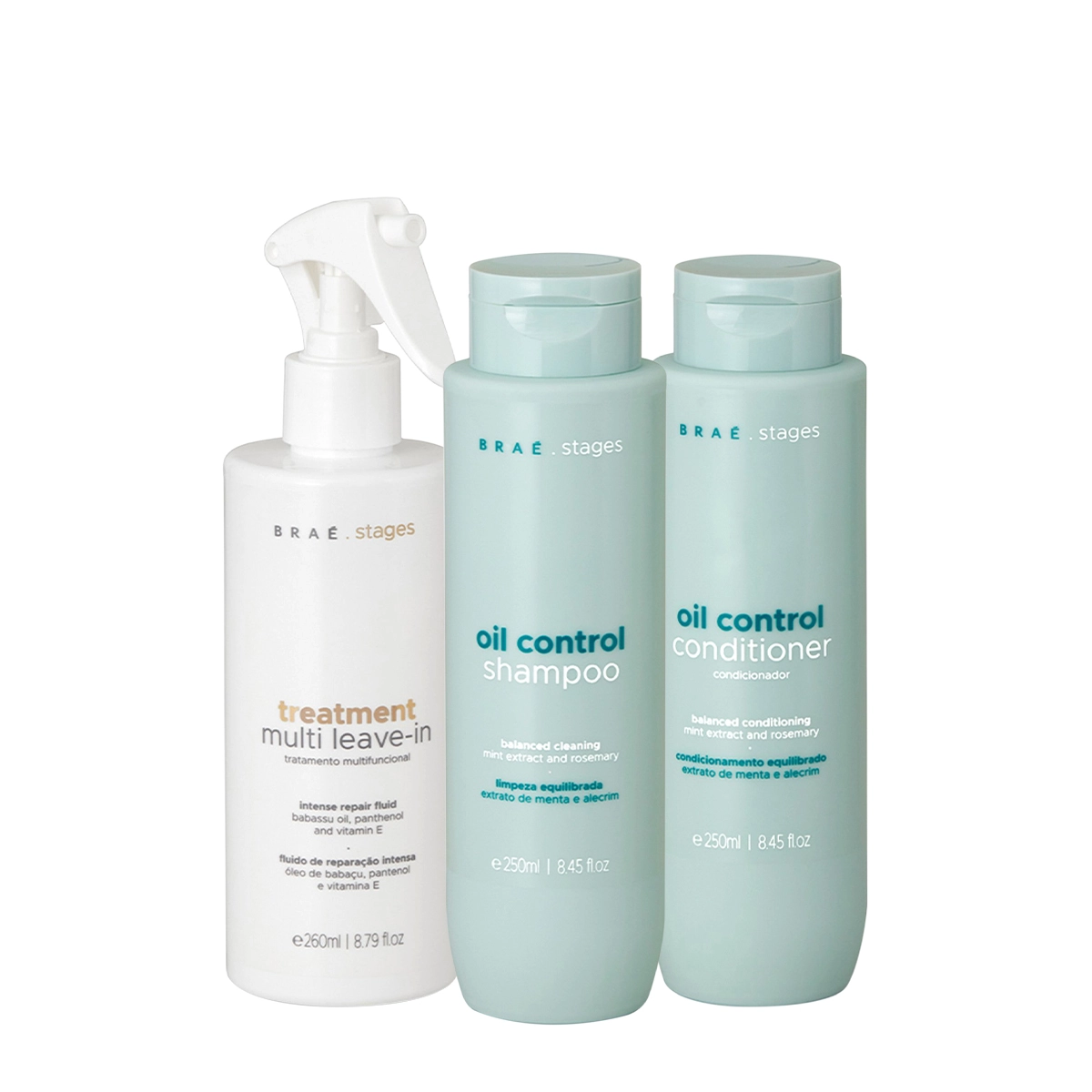 Kit Braé Stages Oil Control Duo Multi Leave-in (3 produtos) Produto: Kit Braé Stages Oil Control Duo Multi Leave-in (3 produtos)