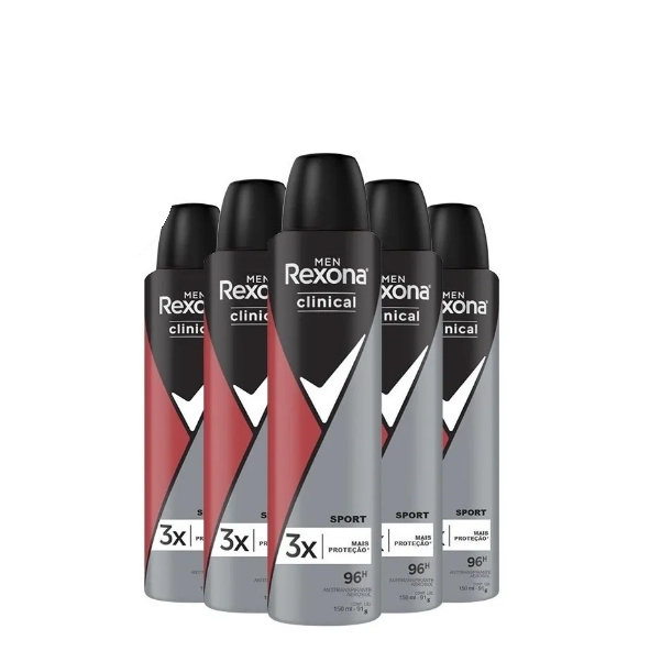 Rexona Clinical Desodorante Aerosol Sport Vermelho 150ml C/6 Produto: Rexona Clinical Desodorante Aerosol Sport Vermelho 150ml C/6