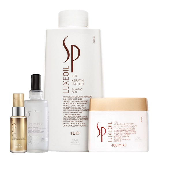 Produto: SP System Professional Luxe Oil Keratin Protect Kit Shampoo 1L Mascara 400ml Oleo Capilar 30ml e Liquid Hair 100ml