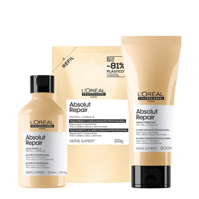 Produto: Kit L'Oréal Professionnel Absolut Repair Reconstrução Shampoo 300ml Condicionador 200ml Máscara 200g