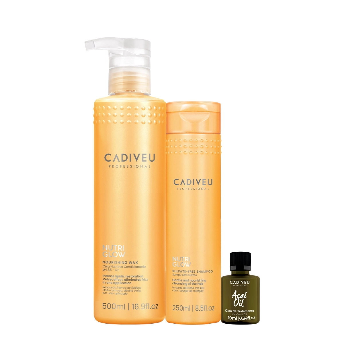 Kit Cadiveu Professional Nutri Glow Shampoo Cera e Açaí Oil (3 produtos) Produto: Kit Cadiveu Professional Nutri Glow Shampoo Cera e Açaí Oil (3 produtos)