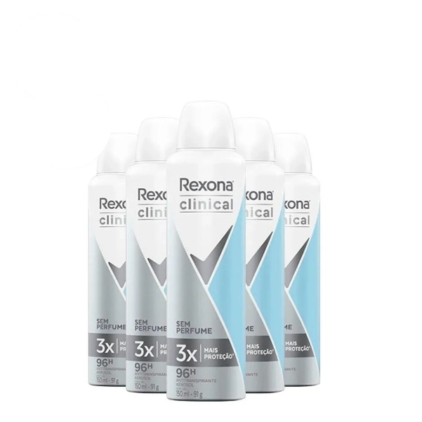 Produto: Rexona Clinical Desodorante Aerosol s/Perfume 150ml - 6 Unidades