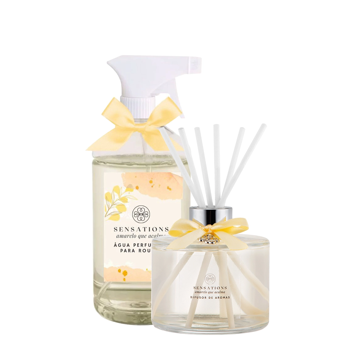 Produto: Kit Flora Vie Amarelo que Acalma Água Perfumada e Difusor de Aromas (2 produtos)